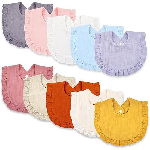 Baby Bibs Muslin Bibs for Baby Girl Boy for Drooling and Teething 10 Pack