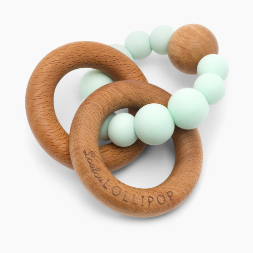 Loulou Lollipop Bubble Silicone & Wood Teething Rattle - Mint