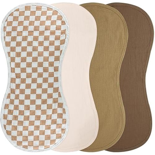 4-Pack Muslin Changing Pad Liners, Extra Thick & Ultra Soft for Warm Comfort, Waterproof Diaper Mat for Keekaroo Peanut & All Standard Baby Changers, 2-Sided Reusable (Brown)