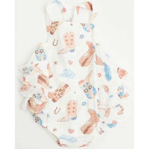 Angel Dear Infant Girls' Cowboy Boots Ruffle Sunsuit Onesie