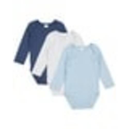 Medium Blue Baby 3 Pack Long Sleeve Interlock Bodysuit | Best&Less™ Online
