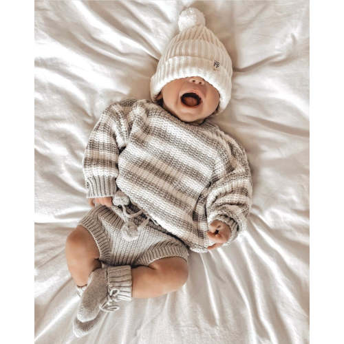 Oversized Sweater - Cotton - Grey Striped
