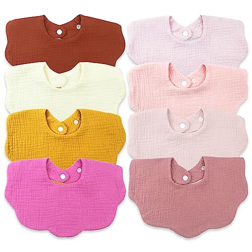 DOSMINE Muslin Baby Bibs for Drooling and Teething Newborn Drool Bibs for Baby Girl Boy