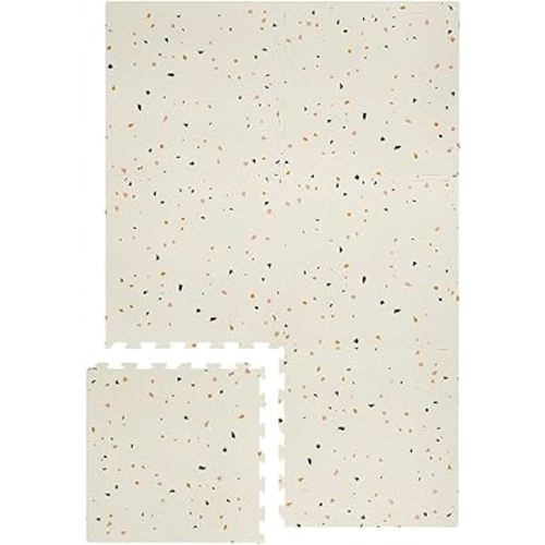 3 Sprouts Kids Foam Puzzle Play Mat - Interlocking Foam Tiles for Baby Play Area - Floor Mats for Kids Playroom - Soft Foam Play Mat Tiles with Fun Puzzle Design - Terrazzo Cream