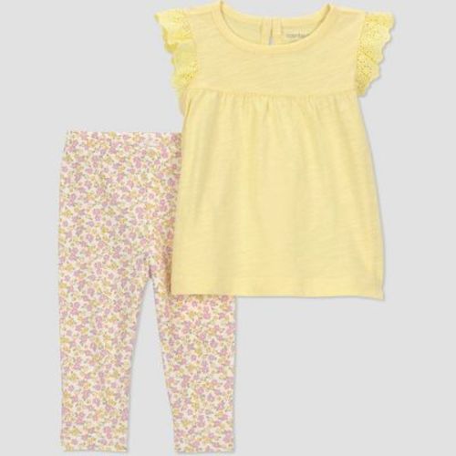 Carter's Just One You® Baby Girls' 2pc Floral Tank Top and Leggings Set - Yellow 9M