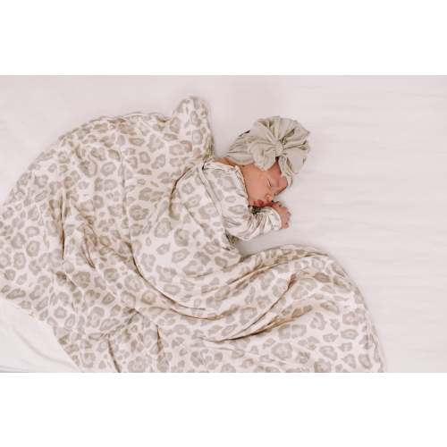 Natural Leopard Plush Swaddle (Pre-Order)