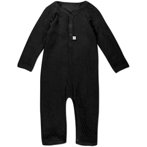 HonestBaby unisex-baby Long Sleeve Center Snap Coverall 100% Organic Cotton for Infant, Baby Boys, Girls