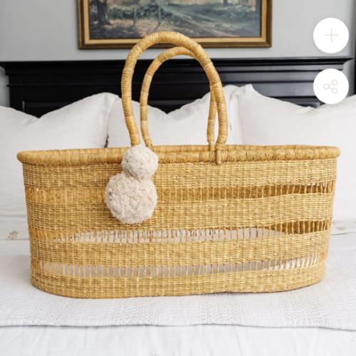 Basket Only<br>Modern Open Weave<br>African Moses Basket<br>No Hood<br>Vegan Handle