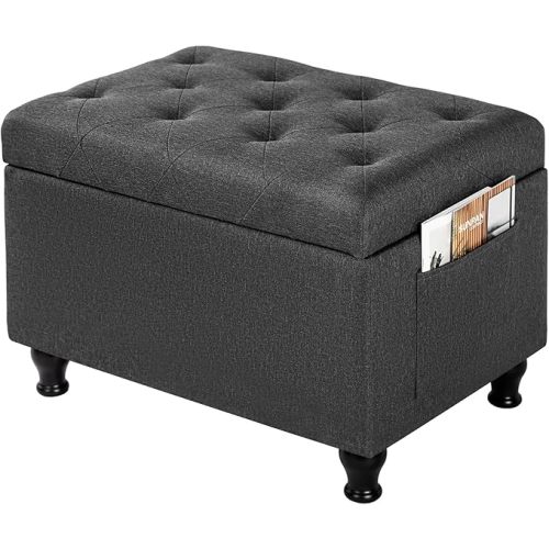 Linen Fabric Ottoman Footstools Small Upholstered Foot Rest Stool