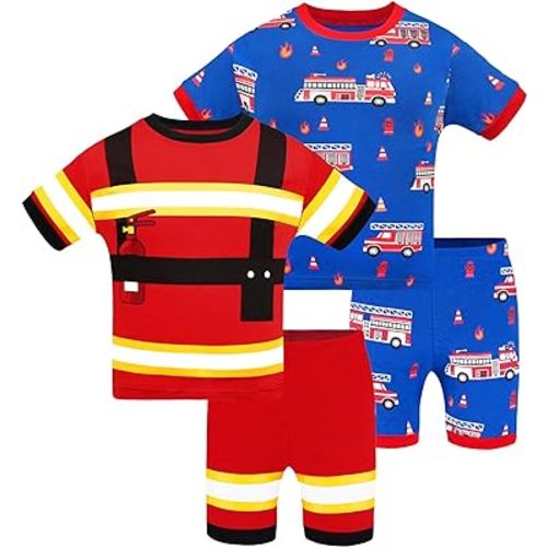 DAUGHTER QUEEN Boys Pajamas 4 Pieces Short Set 100% Cotton Sleepwear Size 18 Months-12 Years