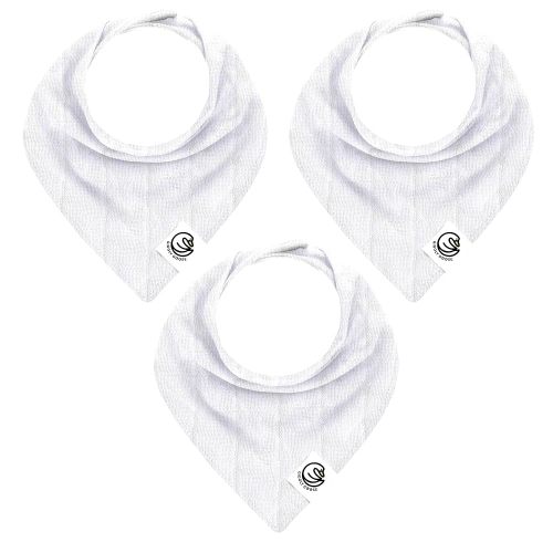 Premium Baby Bibs – 3 Pack for Boys & Girls | Natural Cotton, Super Absorbent Drool & Teething Bibs with Adjustable Snaps - White Bandana Bibs
