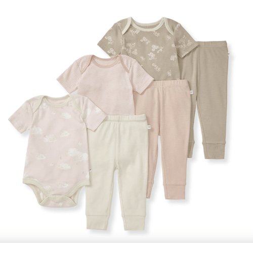 Whimsical Floral Organic Short Sleeve Bodysuit & Pant Set 3 Pack – Burt's Bees Baby