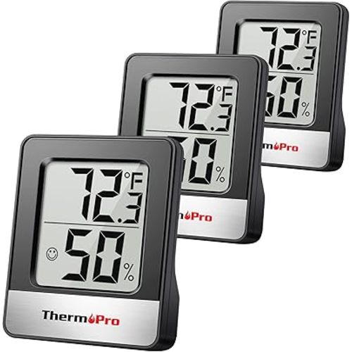 ThermoPro TP49 3 Pieces Digital Hygrometer Indoor Thermometer Humidity Meter Mini Hygrometer Thermometer with Temperature and Humidity Monitor Room Thermometer