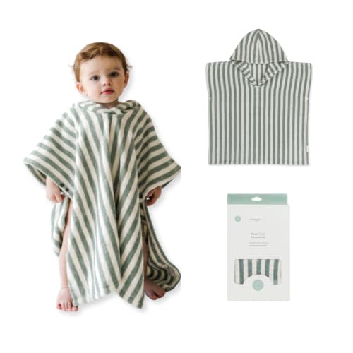 snuggle me Organic Toddler Poncho Towel with Hood - Slate | 100% Organic Cotton, (1-3Years, 21"X21"), Absorbent Hooded Towel for Baby Boys & Girls, Pool | Swimming | Bath | Beach