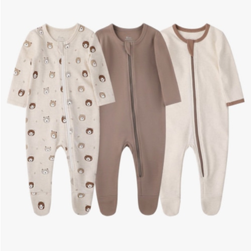 O2 BABY Baby Boys Girls Organic Cotton Zip-Front Sleeper Pajamas, Footed Sleep 'n Play