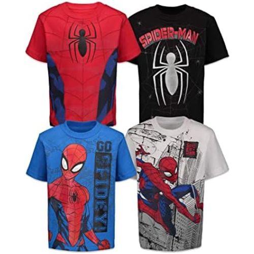 Marvel Spider-Man 4 Pack Pullover T-Shirts Toddler to Big Kid