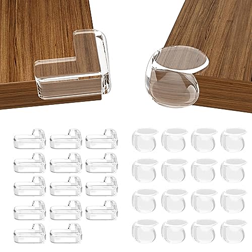 30 Pack Clear Baby Corner Protectors, L-Shaped & Spherical Furniture Edge Guards for Baby Proofing Soft PVC Table Corner Covers for Safety on Tables, Cabinets, Shelves – Childproof Bumpers for Home