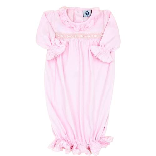 ON SALE-Pima Cotton Princess Gown-Clara Pink Gown-Coming Home Outfit-Take Home Outfit-Ready to Ship-Baby Girl Gift- Baby Shower Gift
