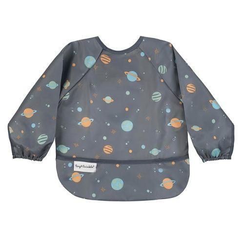 Tiny Twinkle Long Sleeve Bib for Babies & Toddlers | Waterproof Smock Bib for Eating | Machine Washable & Mess-Proof Feeding Essentials | Newborn Shower Gift (Space, 6–24M)