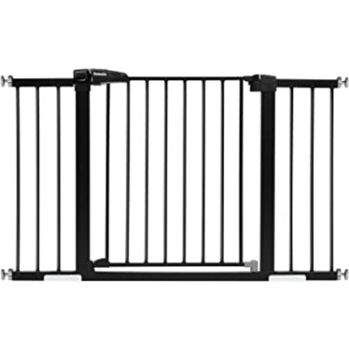 Mom's Choice Award Winner-BABELIO Metal Baby Gate, 29-48'' Extra Wide Pet Gate, Walk Thru Child Safety Gate with Door, Pressure Mounted Dog Gate for Doorways & Stairs, with Y Spindle Rods,Black
