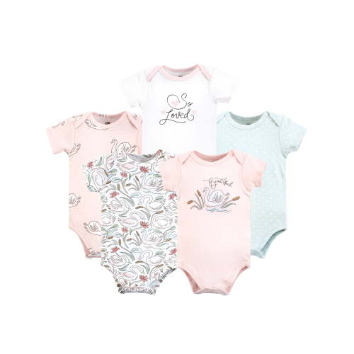 Hudson Baby Short Sleeve Bodysuits, 5-Pack, Newborn- 24 Months