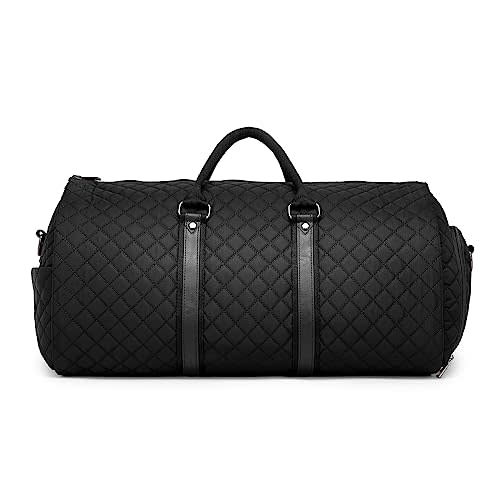 Convertible Carry on Garment Bag,Garment Duffle Bags for Hanging Clothes - 2 in 1 Hanging Suitcase Suit Travel Bags Weekend Flight Bag with Shoe Pouch for Men Women Black
