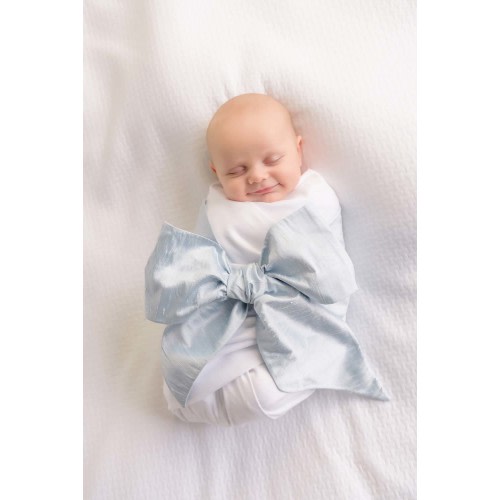 Bow Swaddle ® - Sea Blue Silk