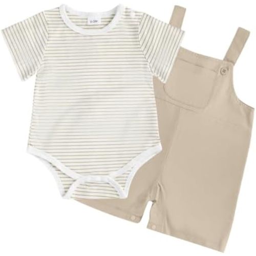 Baby Boy Summer Outfit Striped Romper Shorts Set