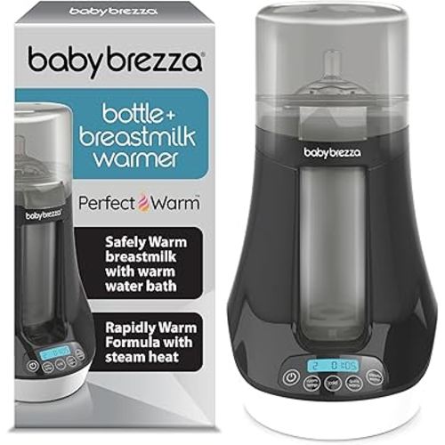 Baby Brezza Electric Baby Bottle Warmer, Breastmilk Warmer + Defroster - Only Brand with Different Temperatures for Breastmilk + Formula - Universal Fit for All Baby Bottle Sizes + Breastmilk Bags