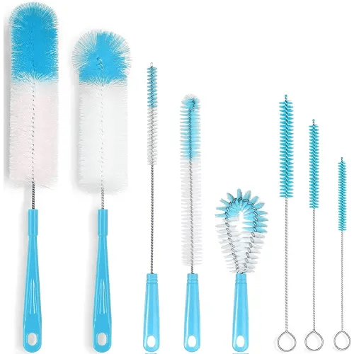 ALINK 8-Pack Bottle Cleaning Brush Set - Long Handle Bottle Cleaner for Washing Narrow Wine/Beer Bottle, Thermos, Hummingbird Feeder, Sport Well, Plus Kettle/Straw Brush