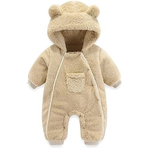 Newborn Baby Bear Outfit Suit Girls Boys Fleece Jumpsuit Romper Hooded Coat Winter Clothes Outwear Snowsuit