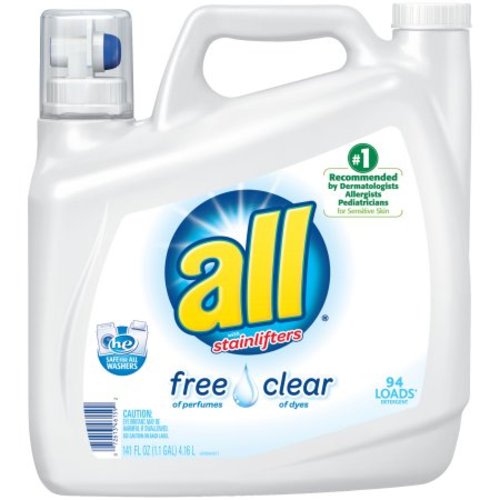 all Liquid Laundry Detergent Free Clear for Sensitive Skin, 141 Ounce, 94 Loads