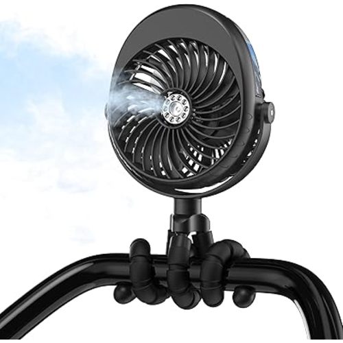 COMLIFE Misting Baby Stroller Fan, Clip on Misting Fan with 270° & 360° Pivoting