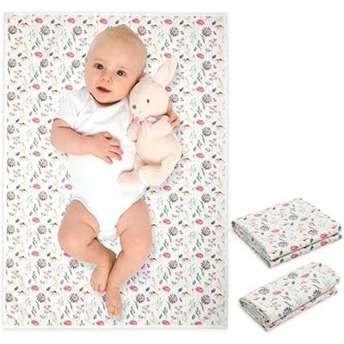Vegan Leather Baby Changing Mat - Wipeable Portable Changing Pad, Foldable Travel Changing Mat for Baby, Newborns Toddlers Shower Gifts (Colorful Floral,20"*28")