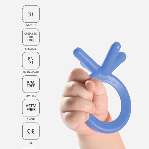 Comotomo Silicone Baby Teether, Blue
