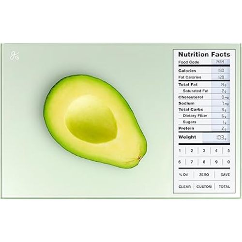 Nutrition Scale by Greater Goods, Food Grade Glass, Calorie Counting Scale, Meal Prep Scale, and Weight Loss Scale, Sage Green