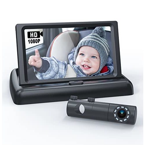 Baby Car Camera, BABYMUST 1080P Baby Car Monitor with Night Vision Function, 4.4”HD Wide View Car Seat Mirror to Observe Baby's Every Movement While Driving, Baby Car Mirror with 360° Fixable Camera