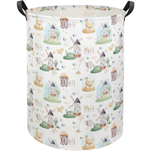 HIYAGON Kids Baby Laundry Basket Boys Baby Laundry Hamper Dirty Clothes Organizer Toy Storage Bin Nursery Hamper for Bedroom Room Decor(Farm)