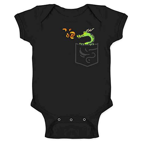 Pop Threads Pocket Pets Dragon Fantasy Cute Faux Pocket Baby Toddler Kids Girl Boy T-Shirt