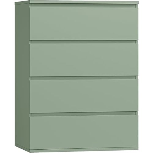 FOTOSOK White Dresser, 4 Drawer Dresser Modern Storage Chest of Drawers 23.6L x 15.7W x 31.5H in, White Storage Cabinet with 4 Drawers for Home Office