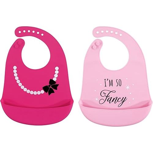 Hudson Baby Unisex Baby Silicone Bibs, Fancy, One Size