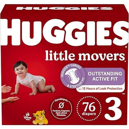 Baby Diapers Size 3, 76 Ct, Huggies Little Movers
