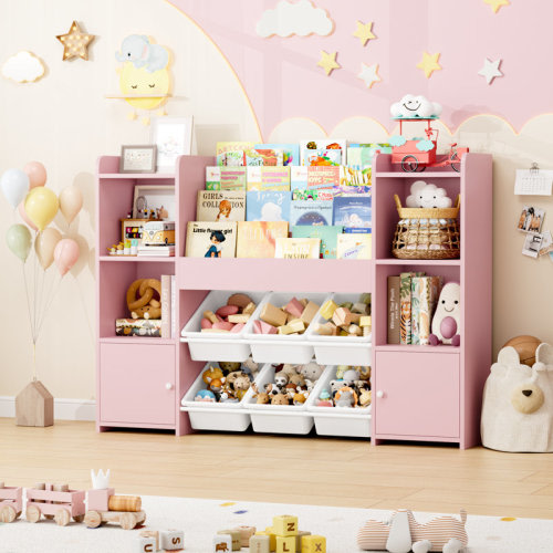 Winston Porter 46.9"W Kids Bookshelf with 6 Storage Cubbies, Toy Organizer with Storage Shelves, for Playroom, School | Wayfair
