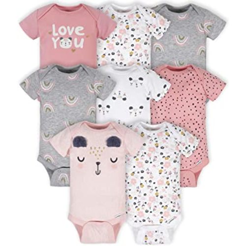 Gerber Baby-Girls 8-Pack Short Sleeve Onesies Bodysuits