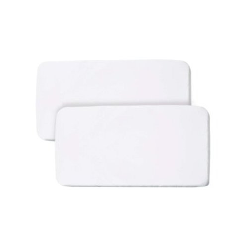 BreathableBaby All-in-One Fitted Sheet & Waterproof Cover for Bassinet Mattresses, 2-Pack, White