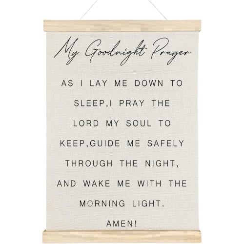 Nrleey Prayer for My Baby Wall Decor with Wooden Poster Hanger - Christian Nursery Decor, Religious Bible Verses Wall Art Posters for Baby Room Bedroom Nursery, 12x16 Inch