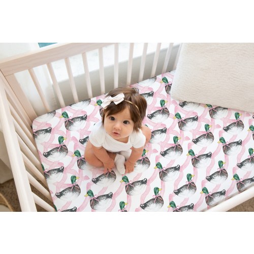 Mallard Duck Crib Sheets Girl, Pink Baby Girl Crib Bedding, Mallard Duck Crib Bedding Girl, Baby Girl Duck Hunting Nursery, Mini Crib Sheets