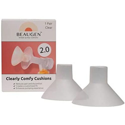 New BeauGen Clearly Comfy Breast Pump Cushion 2.0 – REIMAGINED Soft, Stretchy, Clear, and Comfortable Flange Inserts for Improved Comfort and Fit – BPA Free, Food Safe Plastic (1 Pair) - 1-Pair