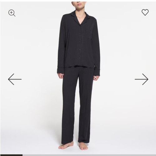 SKIMS SLEEP LONG SLEEVE BUTTON UP SET | ONYX