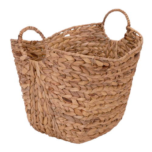 Household Essentials Water Hyacinth Basket with Handles, Natural Woven Wicker Storage Basket, Great for Decoration or Organization
